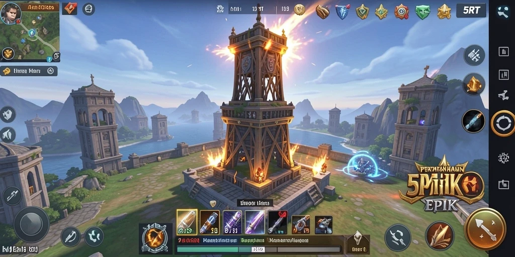 Gameplay menegangkan dalam 5RT dengan strategi Tower Defense.