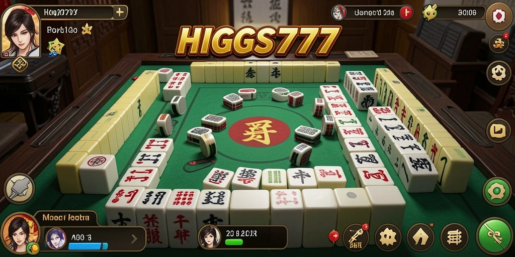 Screenshot gameplay HIGGS777 menampilkan suasana permainan Mahjong yang seru.