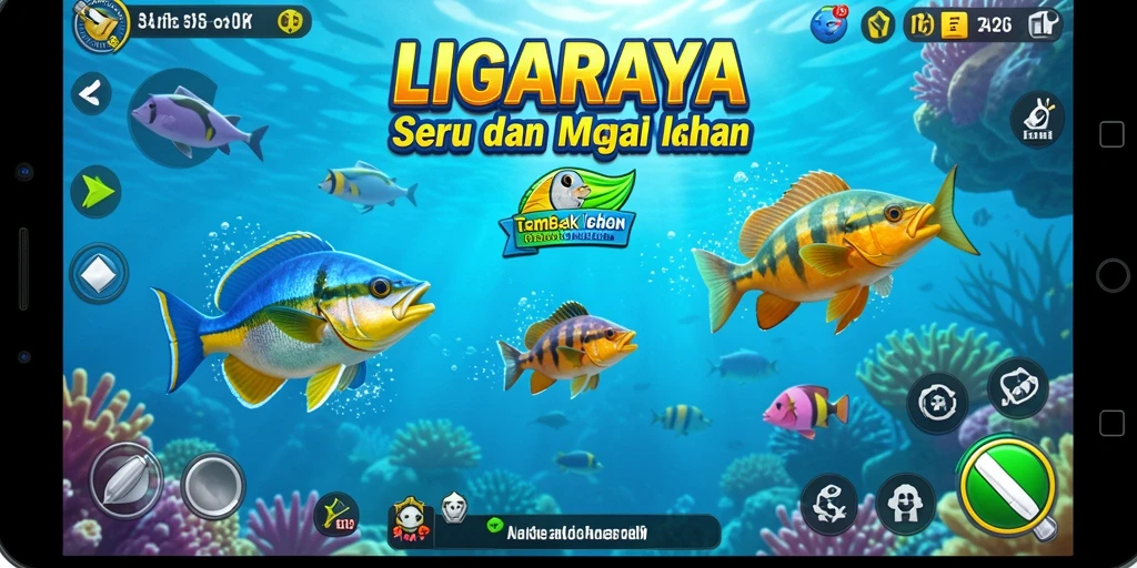 Screenshot LIGARAYA menampilkan aksi berburu ikan yang seru dan menegangkan.