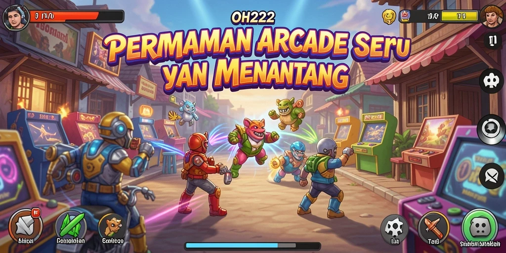 Screenshot menampilkan aksi seru dalam gameplay Arcade OH222.