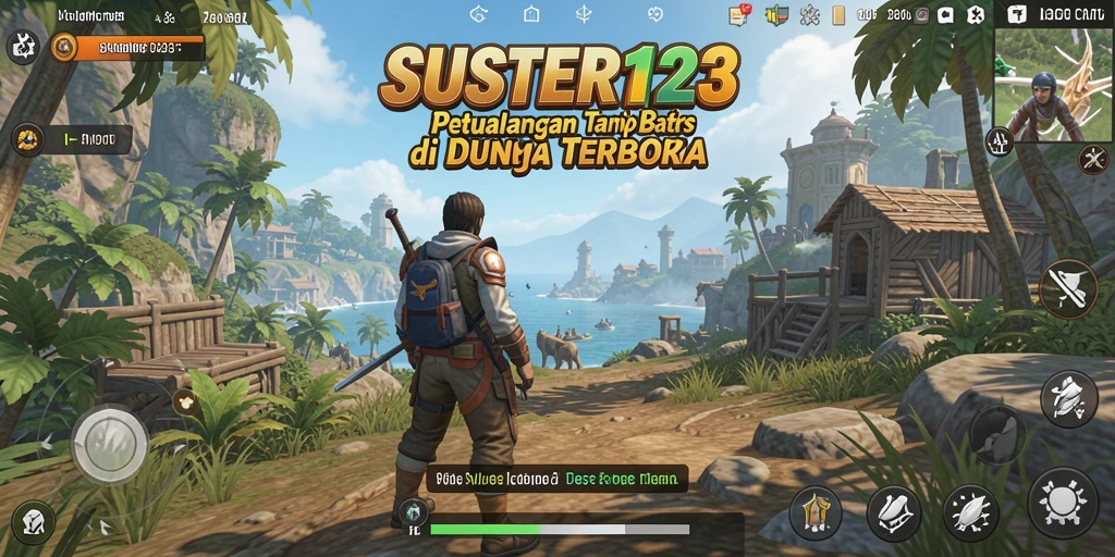 Screenshot gameplay SUSTER123 yang menunjukkan dunia terbuka dan karakter menjelajah.